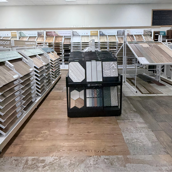 Custom tile samples in local flooring showroom